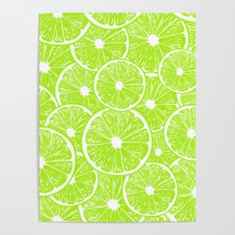 Lime slices pattern Poster