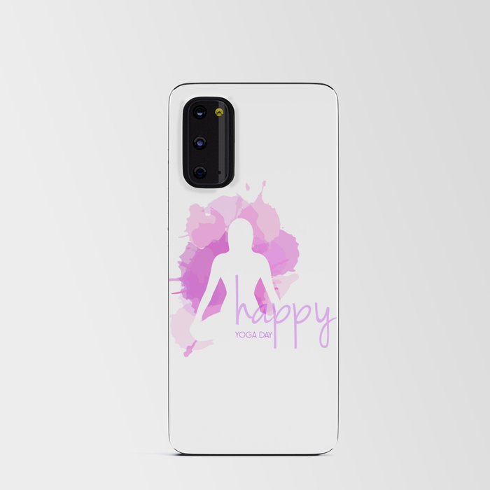 International yoga day hand drawn watercolor splash Android Card Case