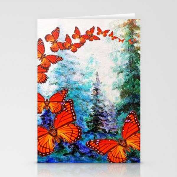 ORANGE MONARCH BUTTERFLIES FOREST MIGRATION Stationery Cards