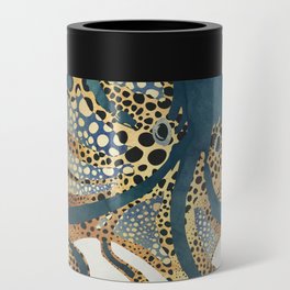 Underwater Dream VI Can Cooler | Octopus, Ocean, Marine, Abstract, Animal, Graphicdesign, Sea, Nature, Gold, Digital 