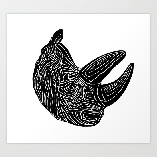 Rhino Art Print