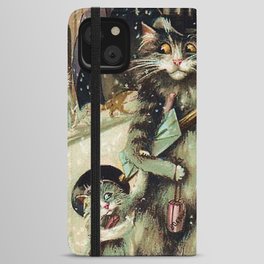“Cat Family Christmas Shopping” by Maurice Boulanger iPhone Wallet Case