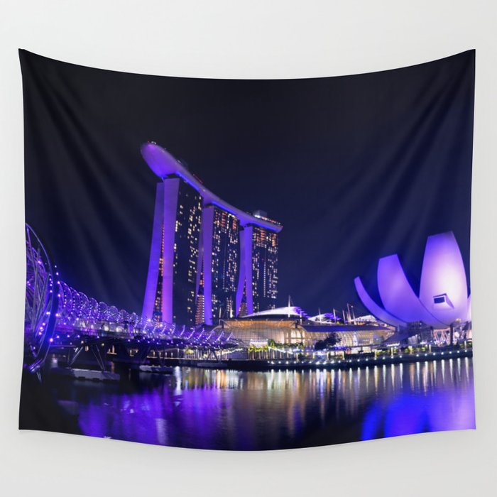 Blue Singapore by #Bizzartino Wall Tapestry