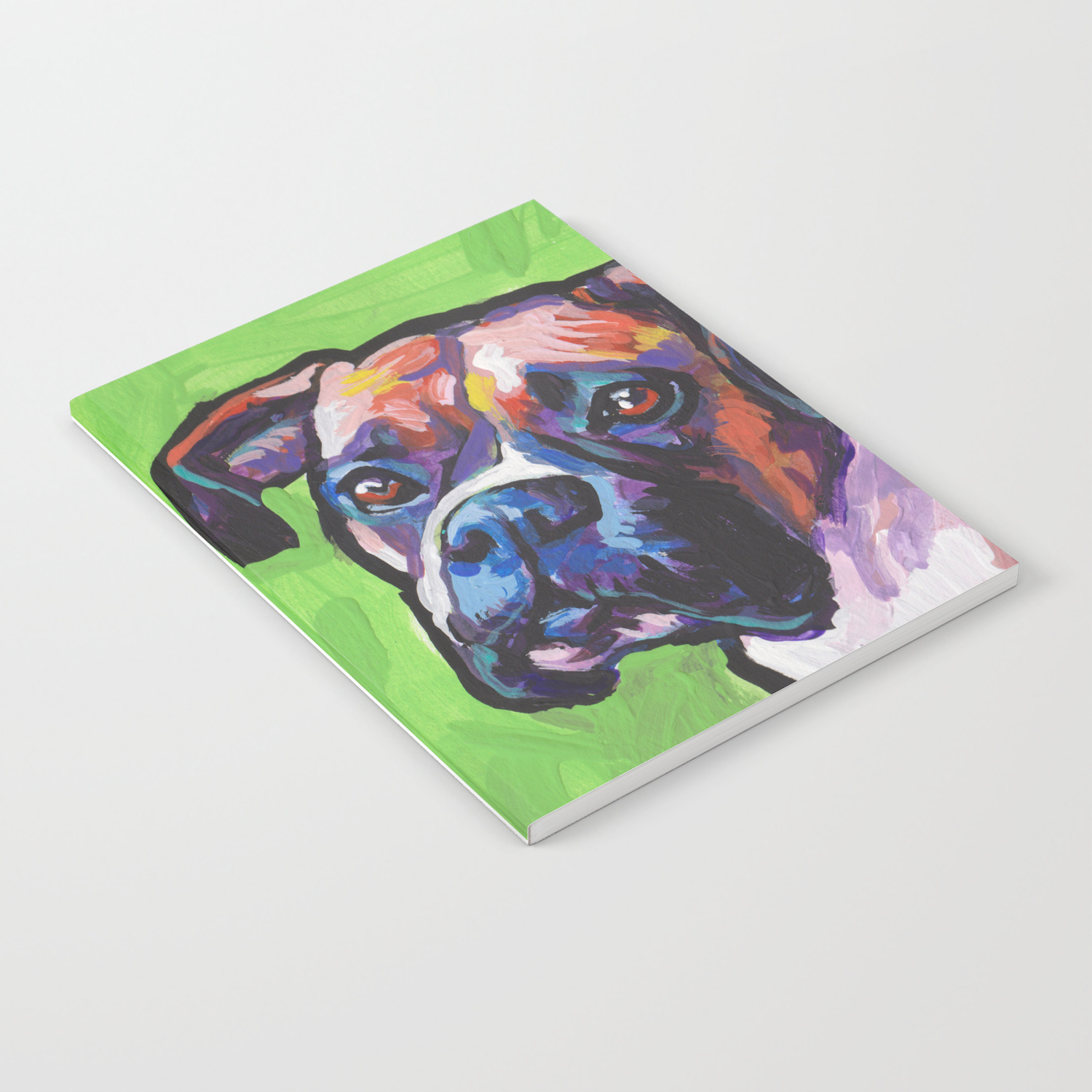 Fun Boxer Dog Bright Colorful Pop Art Painting By Lea Notebook By