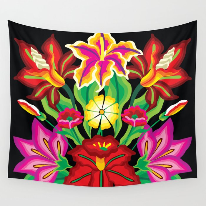 Mexican Exotic Flowers Wall Tapestry