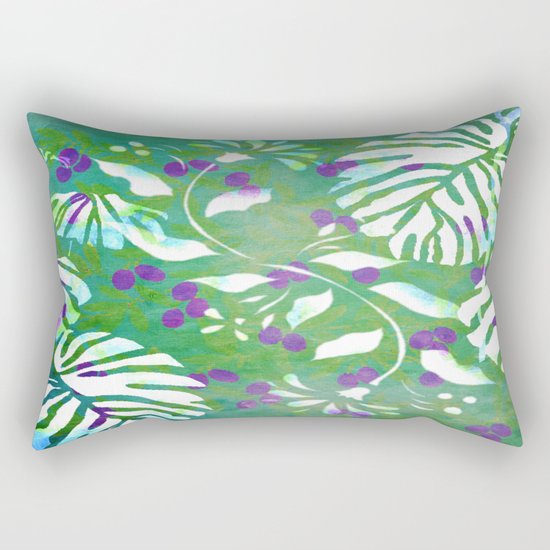 Tropical Flowers and Leaves Abstract Rectangular Pillow