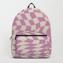Soft pink purple warp checked Backpack