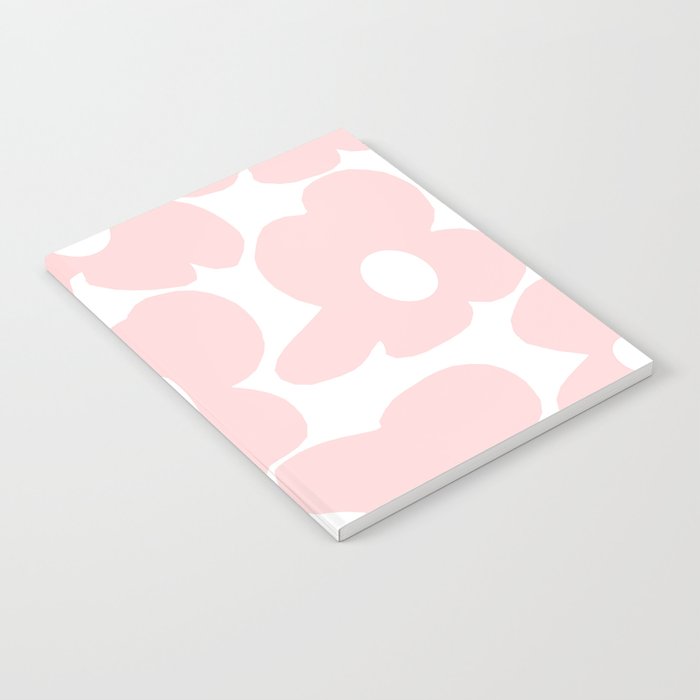 Large Baby Pink Retro Flowers on White Background #decor #society6 #buyart Notebook