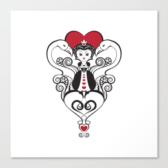 Queen of Hearts | black, white and red Canvas Print