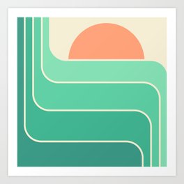 Retro Geometric Sun Set Design 436 Art Print