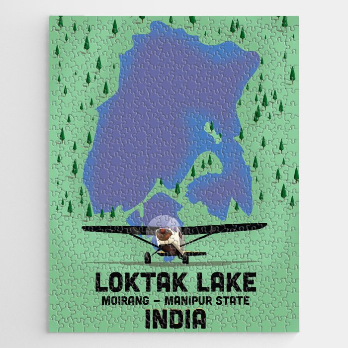 Loktak Lake Manipur state Indian travel poster. Jigsaw Puzzle