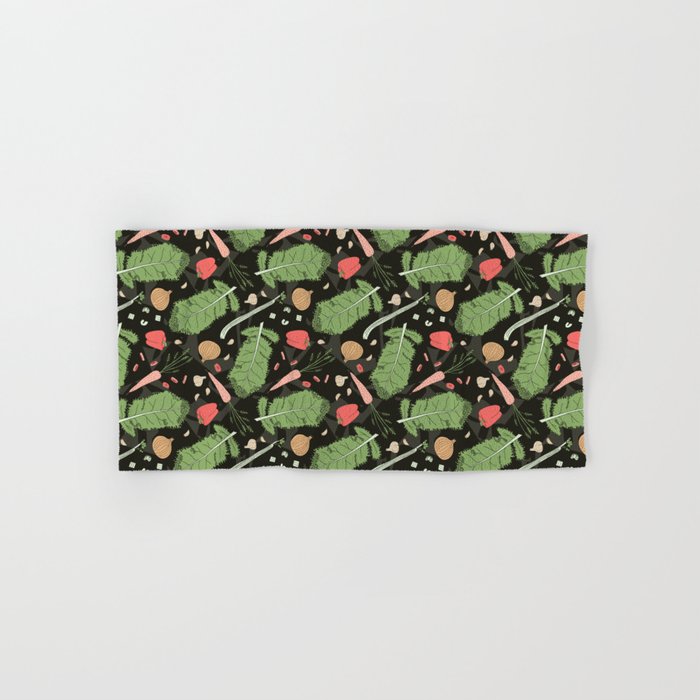 Vegetable Patch on a Dark Background Hand & Bath Towel
