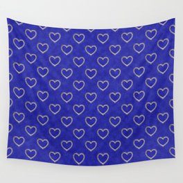 Denim with hearts Wall Tapestry