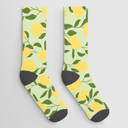 lemon grove on pale green Socks