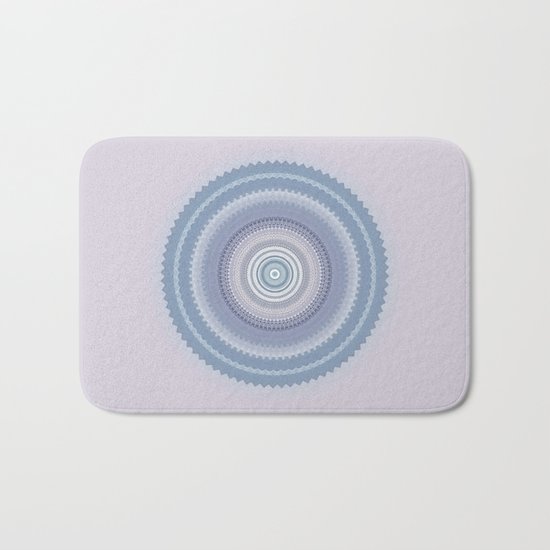 Inspirational Mandala in soft pastel colors of blue and lilac Bath Mat