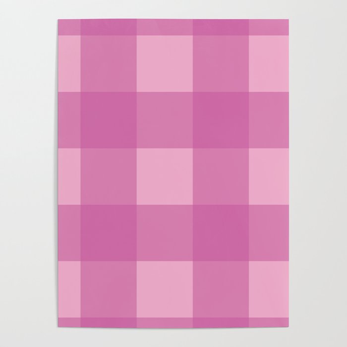 Dark Pink Light Pink Gingham Check Tartan Plaid Poster