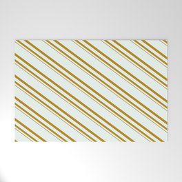[ Thumbnail: Mint Cream and Dark Goldenrod Colored Stripes Pattern Welcome Mat ]