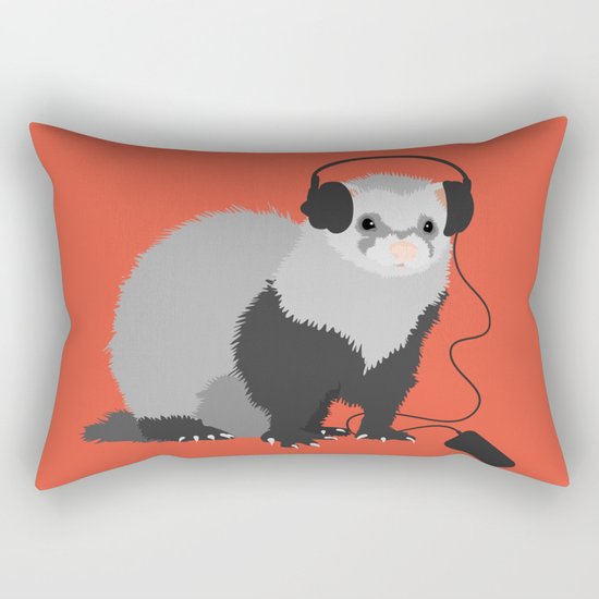 Music Loving Ferret Rectangular Pillow