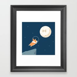 Fly to the moon _ navy blue version Framed Art Print