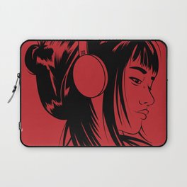 Anime Girl With Headphones (Red Background) Laptop Sleeve