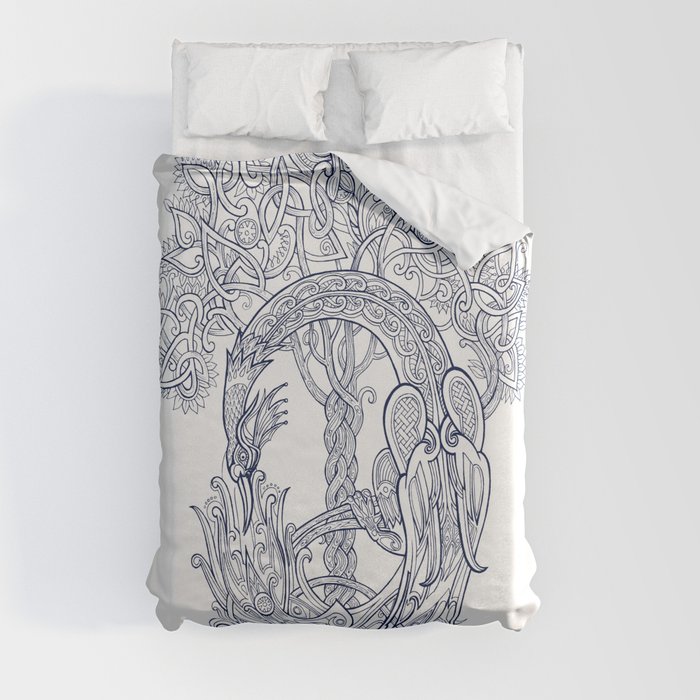 The Phoenix Bird and the Tree of Life Duvet Cover
