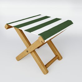 Large Dark Forest Green and White Cabana Tent Stripes Folding Stool