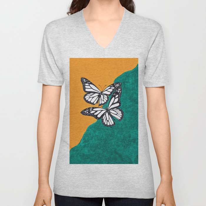 Butterfly V Neck T Shirt