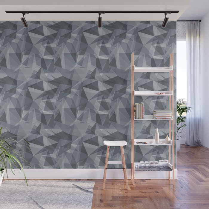 Abstract Geometrical Triangle Patterns 3 Benjamin Moore 2019 Trending Color Black Pepper Gray 2130-4 Wall Mural