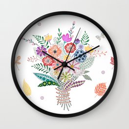 Floral Beauty Wall Clock | Flowers, Naturegirl, Bouquet, Dotart, Janeizzydesigns, Nature, Colorful, Graphicdesign, Patterns, Garden 