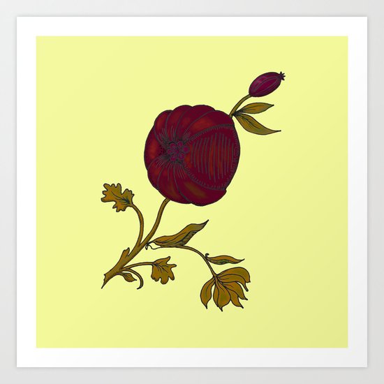 simple decorative pomegranate 3 Art Print