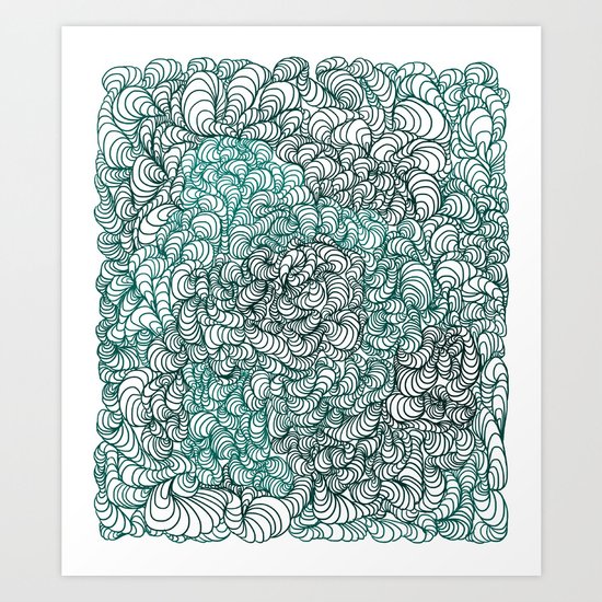 Squigg Block (Blue-Green) Art Print