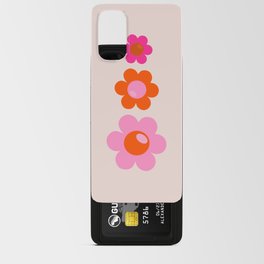 Les Fleurs | 01 - Abstract Retro Floral, Pink And Orange Print Preppy Flowers Android Card Case