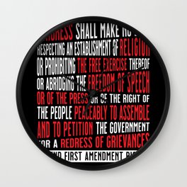 First Amendment Freedom of Speech and Protest Wall Clock | Freespeech, Protest, Protester, Journalist, Journalism, American, Freedom, Constitution, Media, Graphicdesign 
