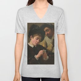 Michelangelo Merisi da Caravaggio "Cardsharps" V Neck T Shirt