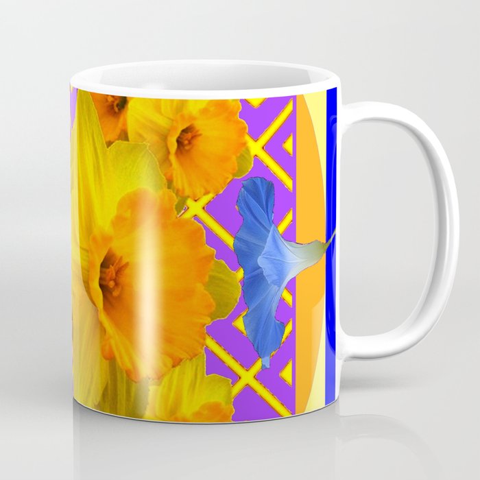Golden Daffodils Blue Morning Glories Garden Pattern Coffee Mug