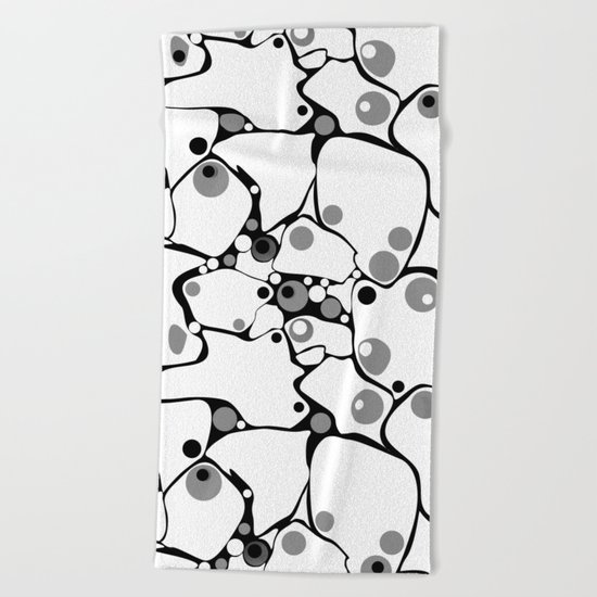 Abstract black and white polka dot pattern 2 .White background . Beach Towel