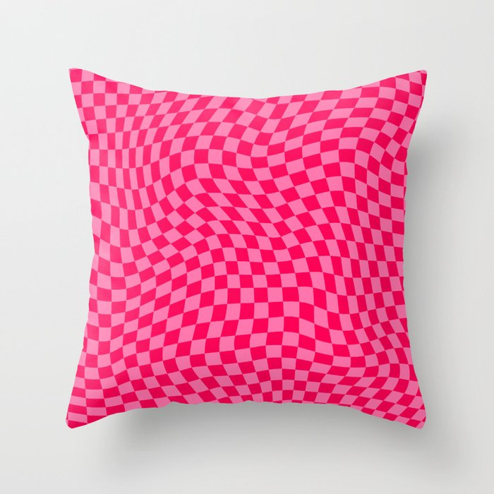 Pink on Pink Checkered Swirled Wrap Throw Pillow