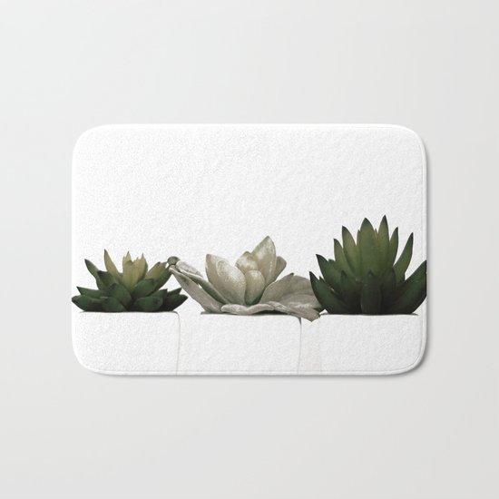 Lovely green cactus - cacti in white pots on a white background Bath Mat