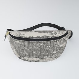 Vancouver, Canada - Black and White City Map - Aesthetic Fanny Pack