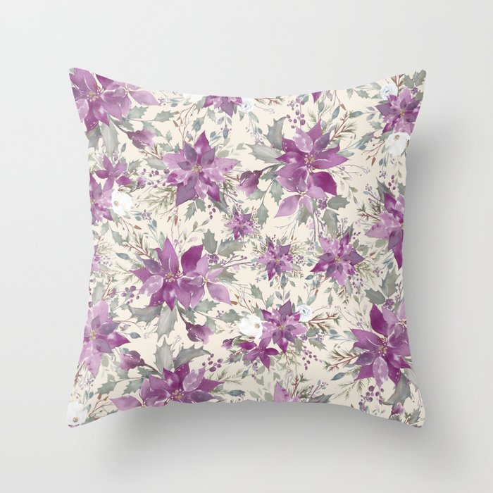 POINSETTIA - FLOWER OF THE HOLY NIGHT 2 Throw Pillow