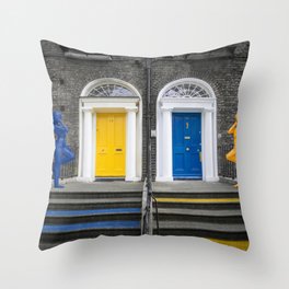 Blue and Yellow Front Doors Throw Pillow