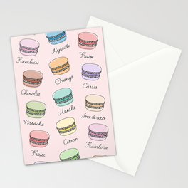 French Macarons Pattern on Misty Rose Stationery Card