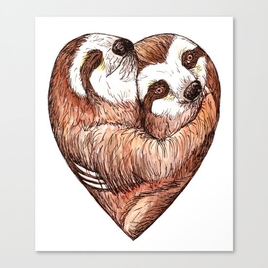 sloth love Canvas Print