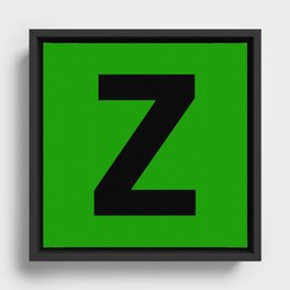 Letter Z (Black & Green) Framed Canvas