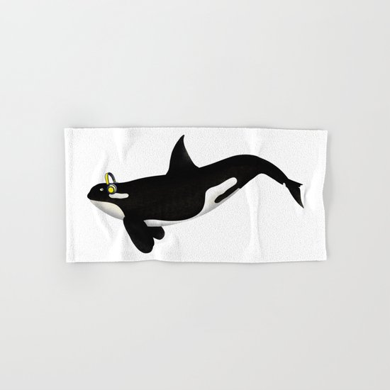 Killer Whale Headphones Hand & Bath Towel