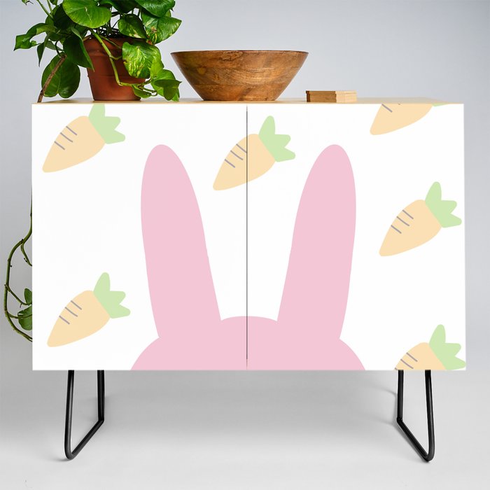 Pink Rabbit and Carrots Credenza