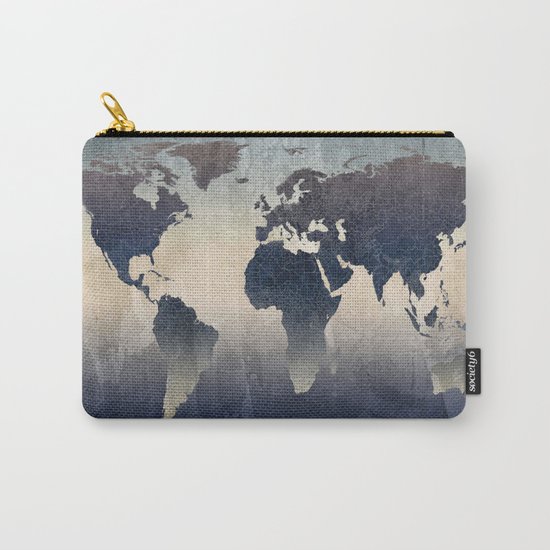 World Map Gray Carry-All Pouch