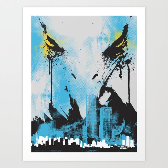 Eagle Eye Watching - Blue Art Print