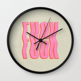 Favorite Word: Peach Wavy Edition Wall Clock | Bold, Curse, Wavy, Lettering, Modern, Pop, Swear, Funny, Art, Vibes 