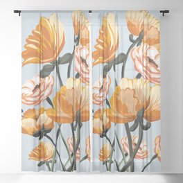California poppies, Spring flowers warm colors, Sheer Curtain